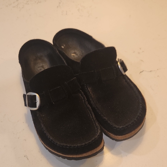 Birkenstock Shoes - Birkenstock Kids Black Suede Slippers
